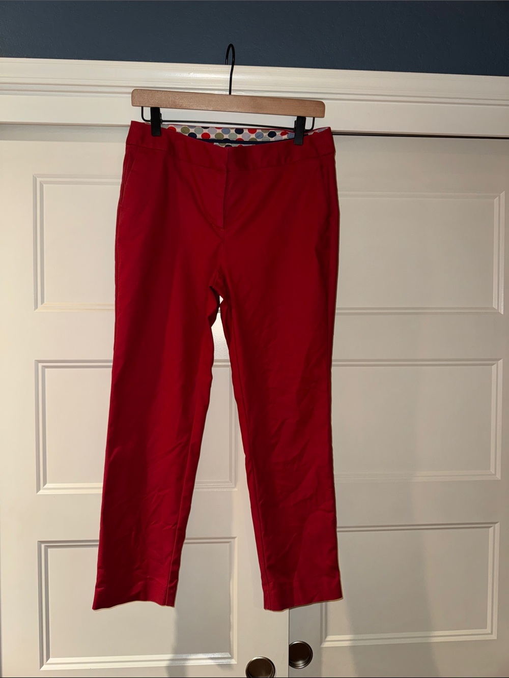 Women’s Red Chino Pants - Classic Straight Fit Cropped
